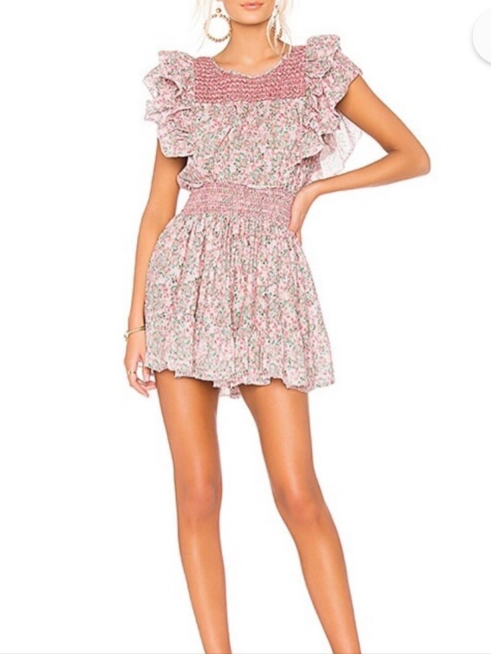 LoveShackFancy Marcella Dress in Pink Bloom